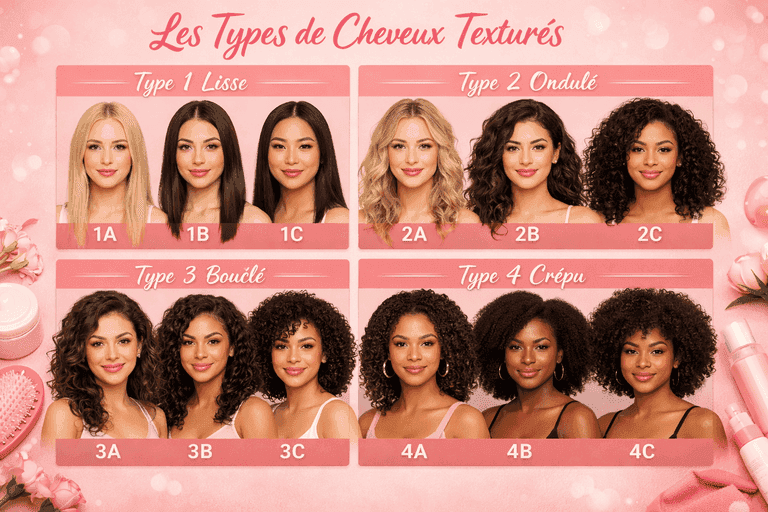 Types de cheveux texturés : guide complet des types 1, 2, 3 et 4 (A, B, C)